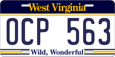 WV license plate OCP563
