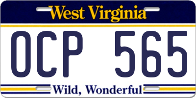 WV license plate OCP565