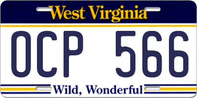 WV license plate OCP566