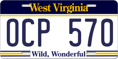 WV license plate OCP570