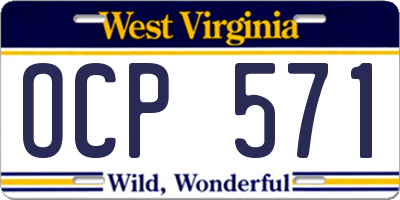 WV license plate OCP571