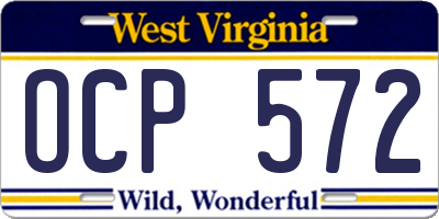 WV license plate OCP572