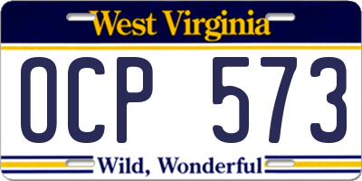 WV license plate OCP573