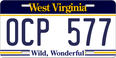 WV license plate OCP577