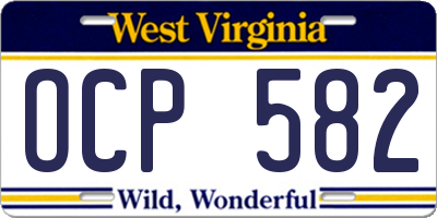 WV license plate OCP582