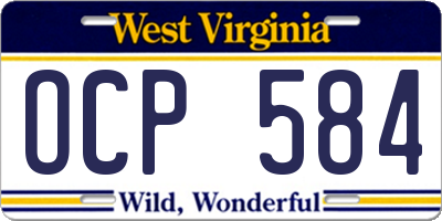 WV license plate OCP584