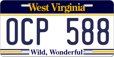 WV license plate OCP588