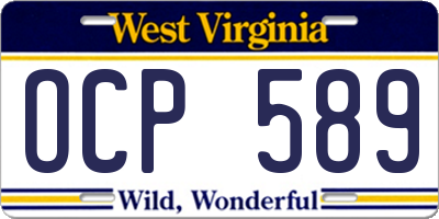 WV license plate OCP589