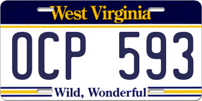 WV license plate OCP593