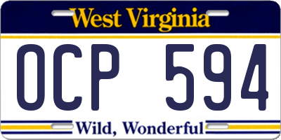 WV license plate OCP594