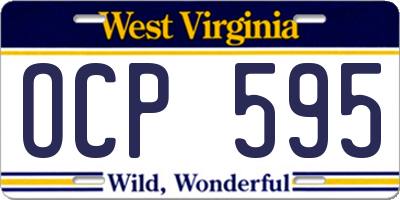 WV license plate OCP595