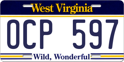 WV license plate OCP597