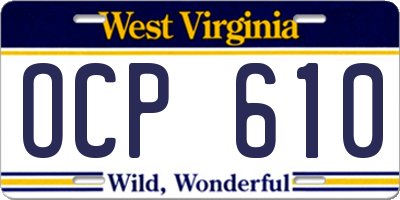 WV license plate OCP610
