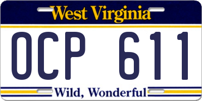 WV license plate OCP611