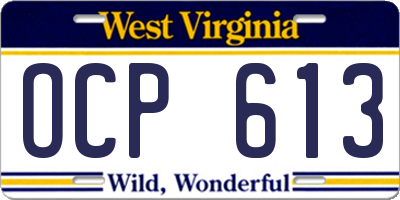 WV license plate OCP613