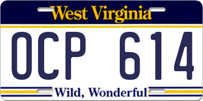 WV license plate OCP614