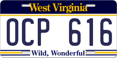 WV license plate OCP616