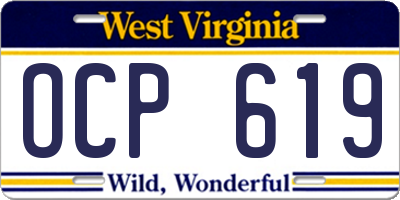 WV license plate OCP619