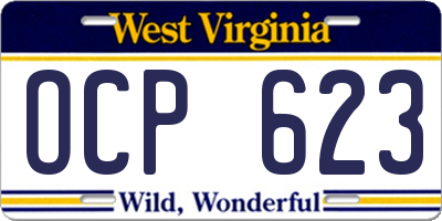 WV license plate OCP623