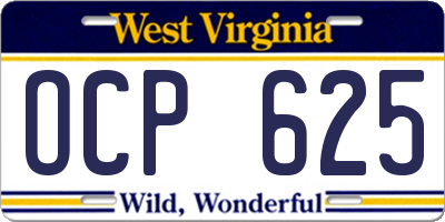 WV license plate OCP625
