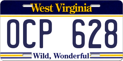 WV license plate OCP628