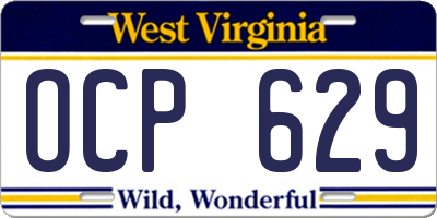 WV license plate OCP629