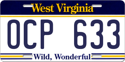WV license plate OCP633