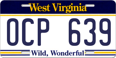 WV license plate OCP639