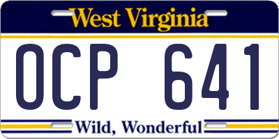 WV license plate OCP641