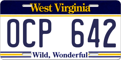 WV license plate OCP642