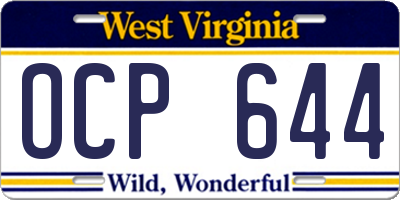 WV license plate OCP644