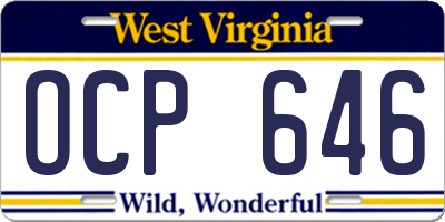 WV license plate OCP646