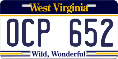 WV license plate OCP652