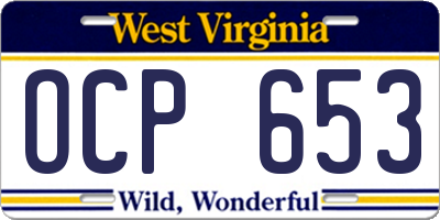 WV license plate OCP653