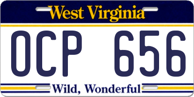 WV license plate OCP656