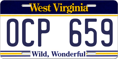 WV license plate OCP659