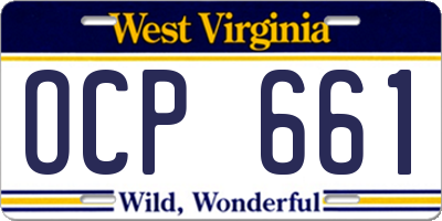 WV license plate OCP661