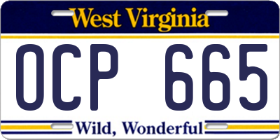 WV license plate OCP665