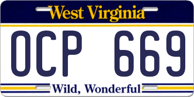 WV license plate OCP669