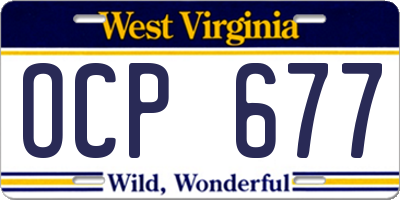 WV license plate OCP677