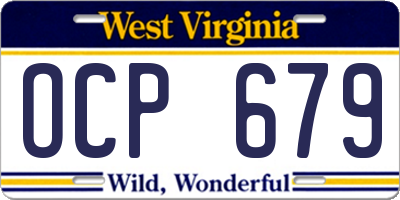 WV license plate OCP679