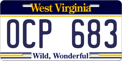 WV license plate OCP683