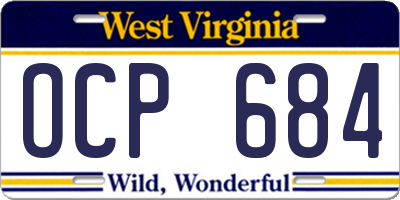 WV license plate OCP684