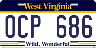 WV license plate OCP686