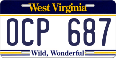 WV license plate OCP687