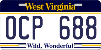 WV license plate OCP688