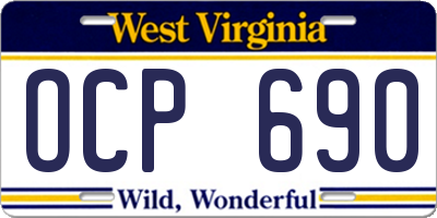 WV license plate OCP690