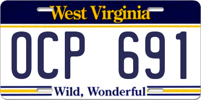 WV license plate OCP691