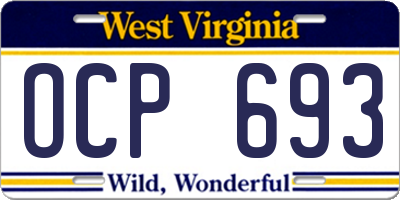 WV license plate OCP693