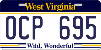 WV license plate OCP695